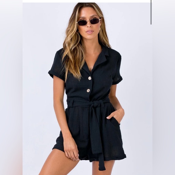 Princess Polly Pants - Princess Polly ASHENS ROMPER BLACK Size 6